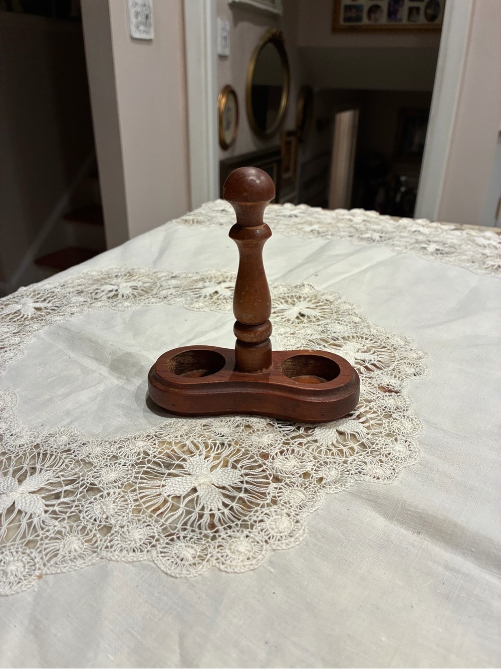 Vintage Wooden Salt and Pepper Caddy Rustic Farmhouse